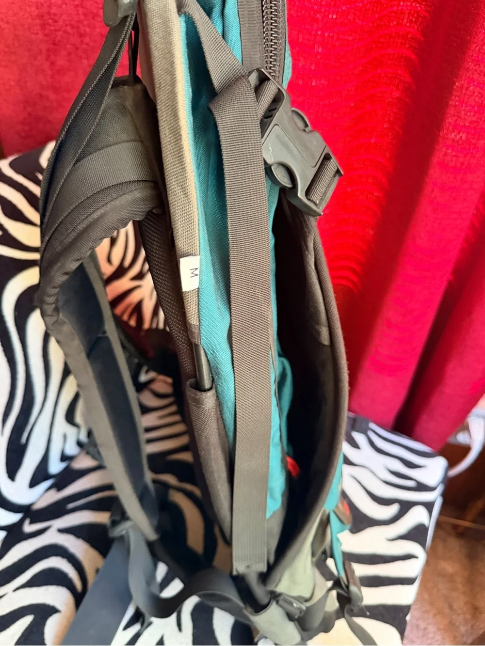 OSPREY Teal and Brown Hiking Backpack Zephyr with Gray Webbing